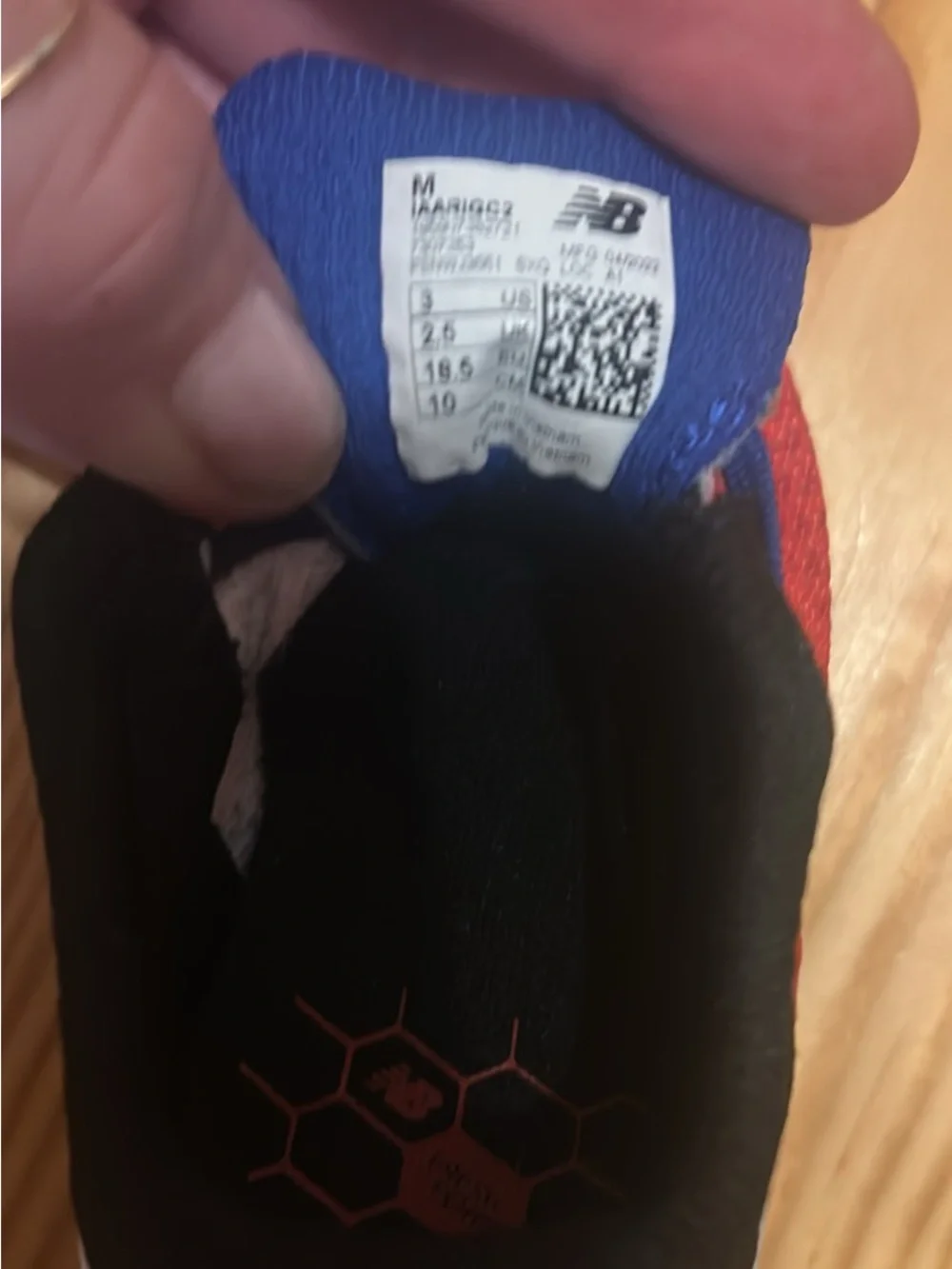 New Balance Kids Red and Blue Athletic Sneakers with Neon Logo